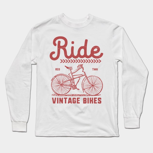 Ride Vintage Bikes Long Sleeve T-Shirt by JakeRhodes